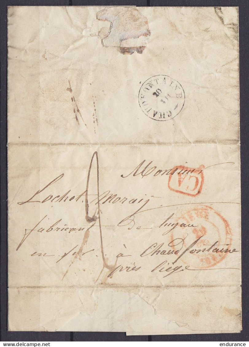 L. Datée 18 Décembre 1843 De LIEGE Càd LIEGE /20 DEC 1843 Pour CHAUDFONTAINE - [CA] - Port "2" (au Dos: Càd T18 CHAUDFON - 1830-1849 (Belgique Indépendante)