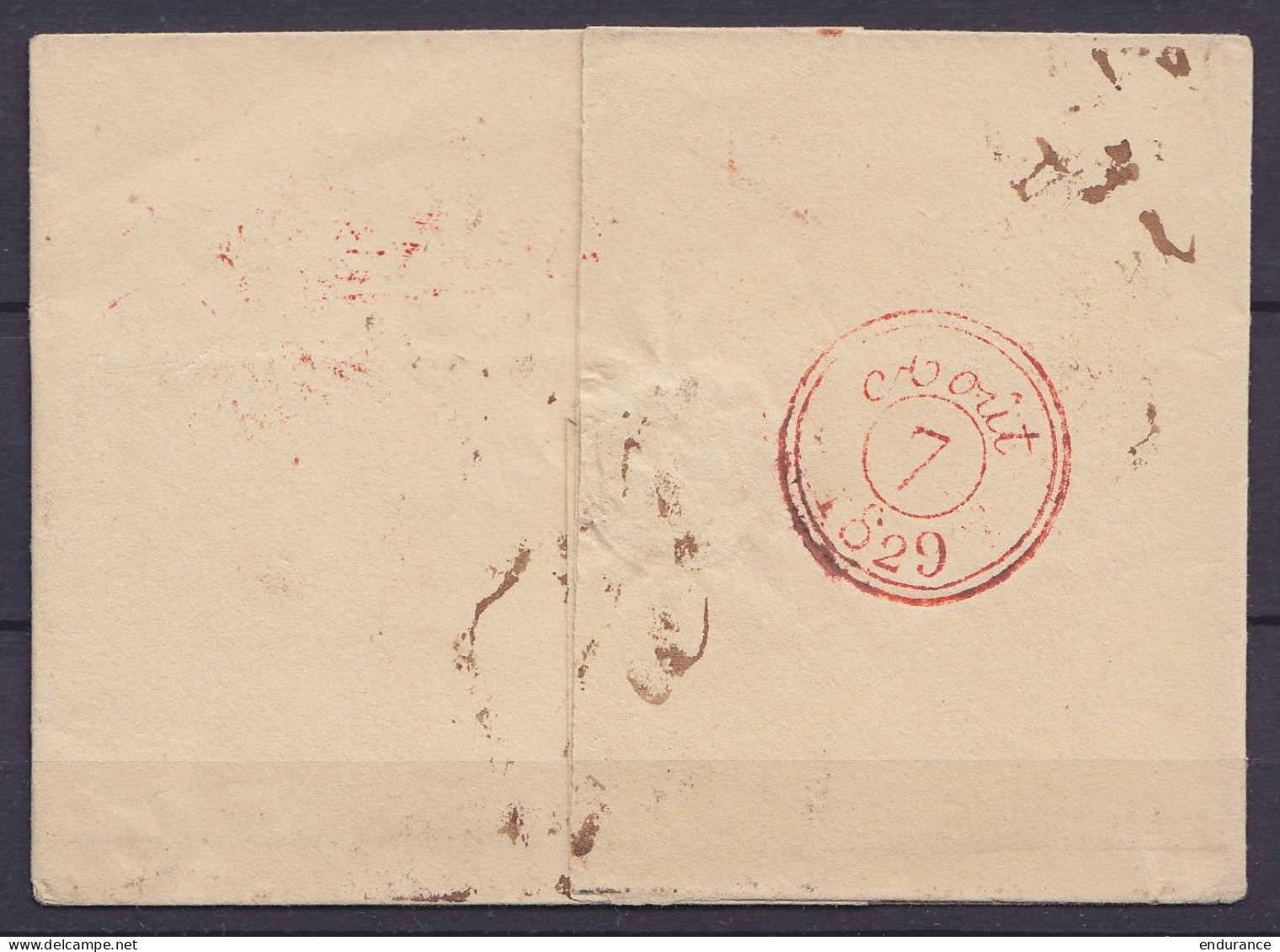 LSC (sans Texte) Càd LUIK /4 AUG Pour PARIS - Griffes "Na Posttijd" & "L.P.B.2.R" [PAYS-BAS PAR VALENCIENNES] - Port "33 - 1815-1830 (Periodo Olandese)