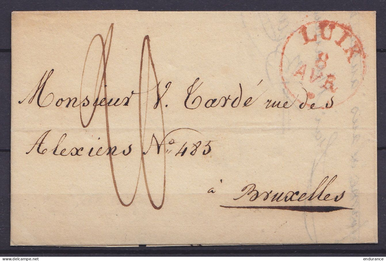 L. Datée 6 Avril 1830 De Liège Càd LUIK /8 AVR ("LU" Rapproché) Pour BRUXELLES - Port "20" (au Dos: Càd BRUSSEL) - 1815-1830 (Periodo Holandes)