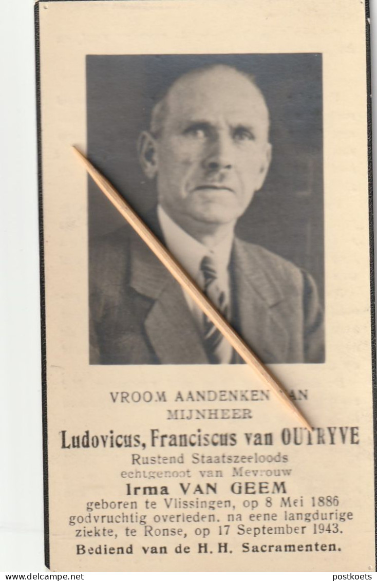 Vlissingen, Ronse, 1943, Ludovicus Van Outryve, Van Geem - Andachtsbilder