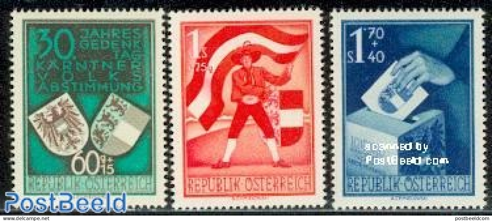 Austria 1950 Carinthia 3v, Unused (hinged), History - Coat Of Arms - Flags - Unused Stamps