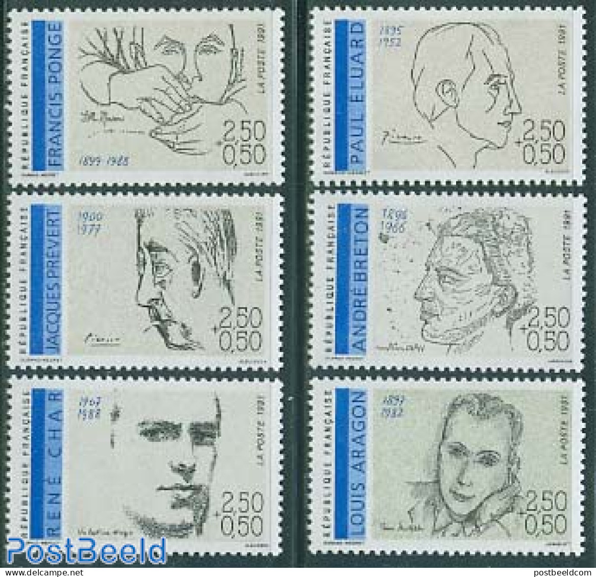 France 1991 Famous Persons 6v, Mint NH, Art - Authors - Handwriting And Autographs - Neufs