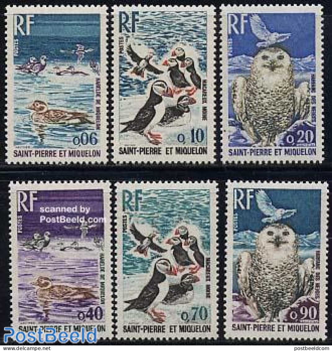 Saint Pierre And Miquelon 1973 Birds 6v, Mint NH, Nature - Birds - Ducks - Owls - Puffins - Other & Unclassified