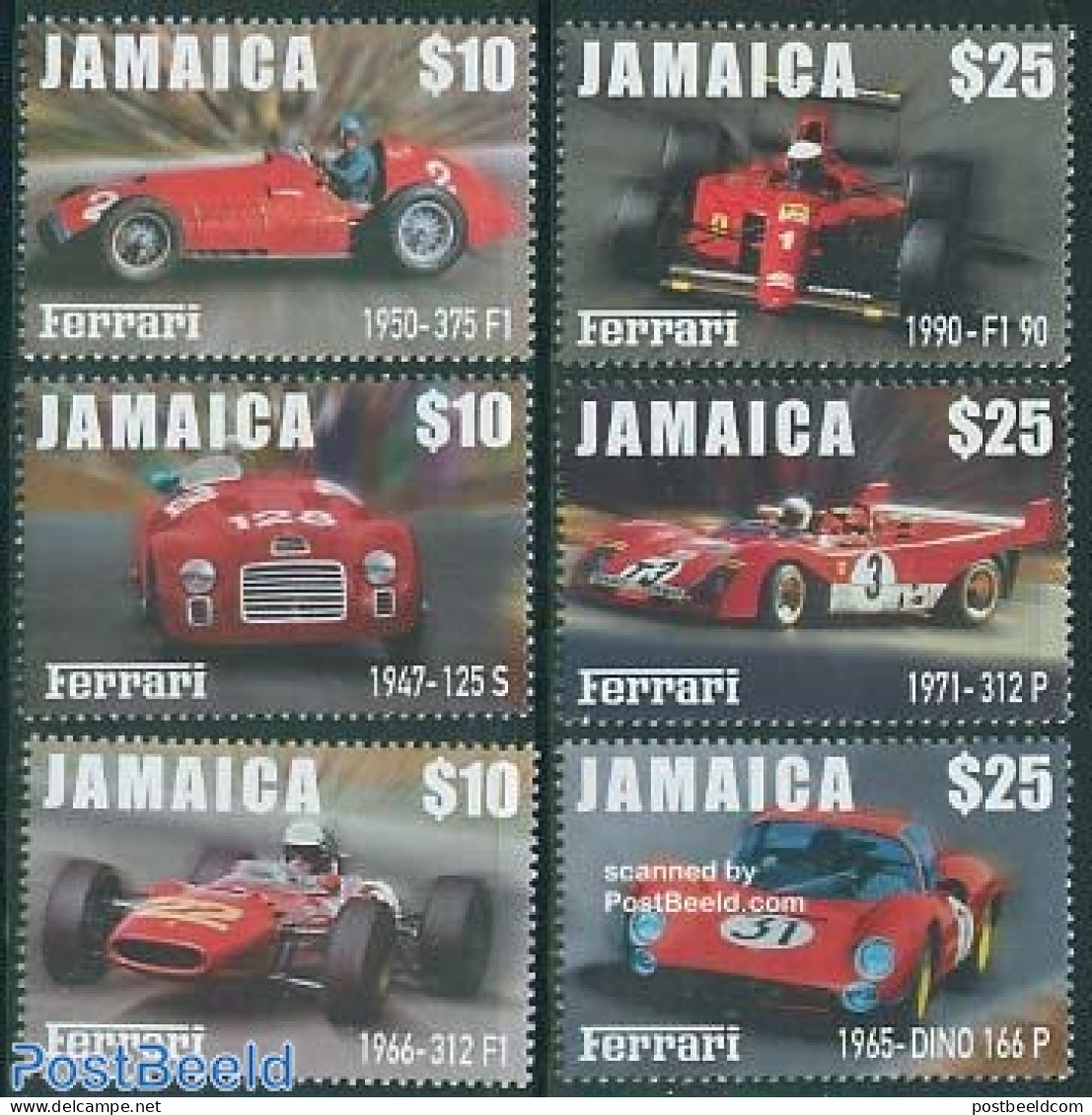 Jamaica 2000 Ferrari 6v, Mint NH, Sport - Transport - Autosports - Automobiles - Ferrari - Cars