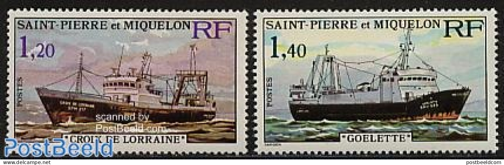 Saint Pierre And Miquelon 1976 Fishing Ships 2v, Mint NH, Nature - Transport - Fishing - Ships And Boats - Fishes