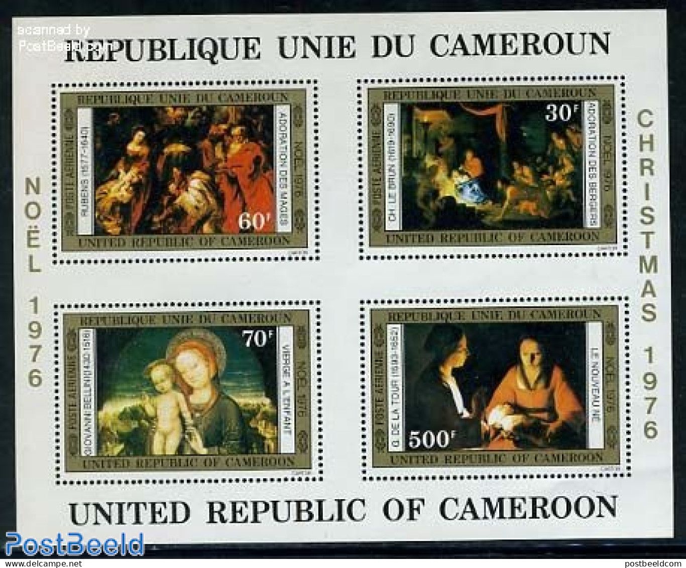 Cameroon 1976 Christmas S/s, Mint NH, Religion - Christmas - Paintings - Rubens - Noël