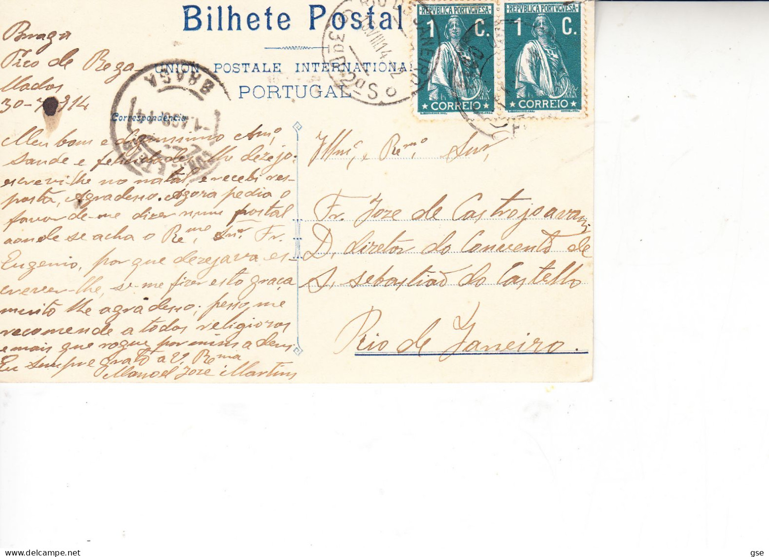 PORTOGALLO  1914 -  Braga - Sameiro - Braga