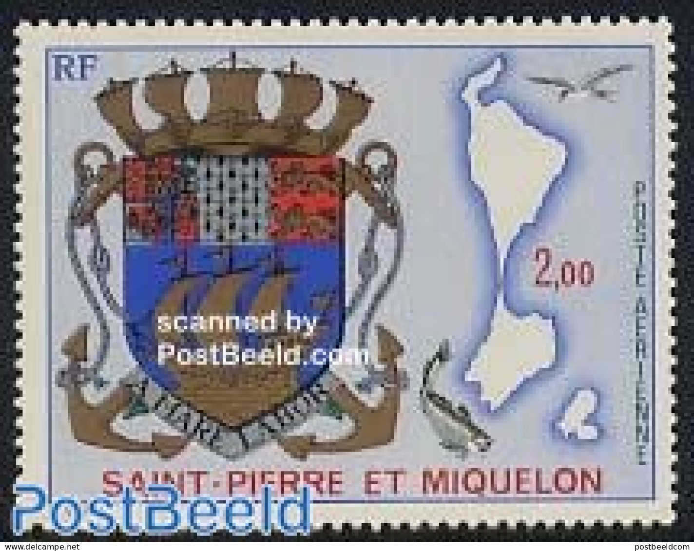 Saint Pierre And Miquelon 1974 Coat Of Arms, Map 1v, Mint NH, History - Various - Coat Of Arms - Maps - Aardrijkskunde