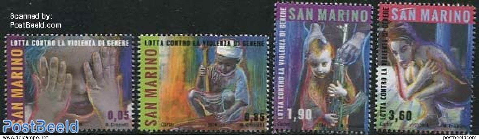 San Marino 2014 Stop Violence Against Children 4v, Mint NH - Ongebruikt