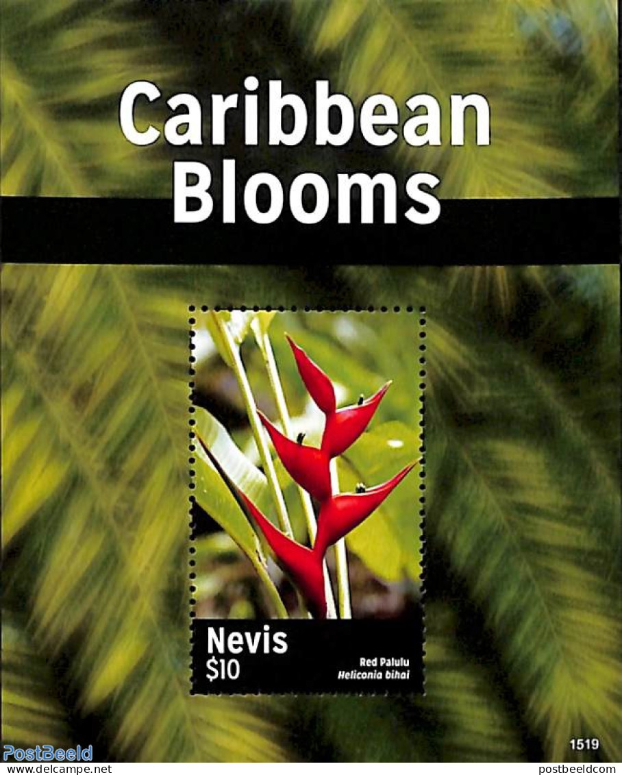 Nevis 2015 Caribbean Blooms  S/s, Mint NH, Nature - Flowers & Plants - St.Kitts-et-Nevis ( 1983-...)