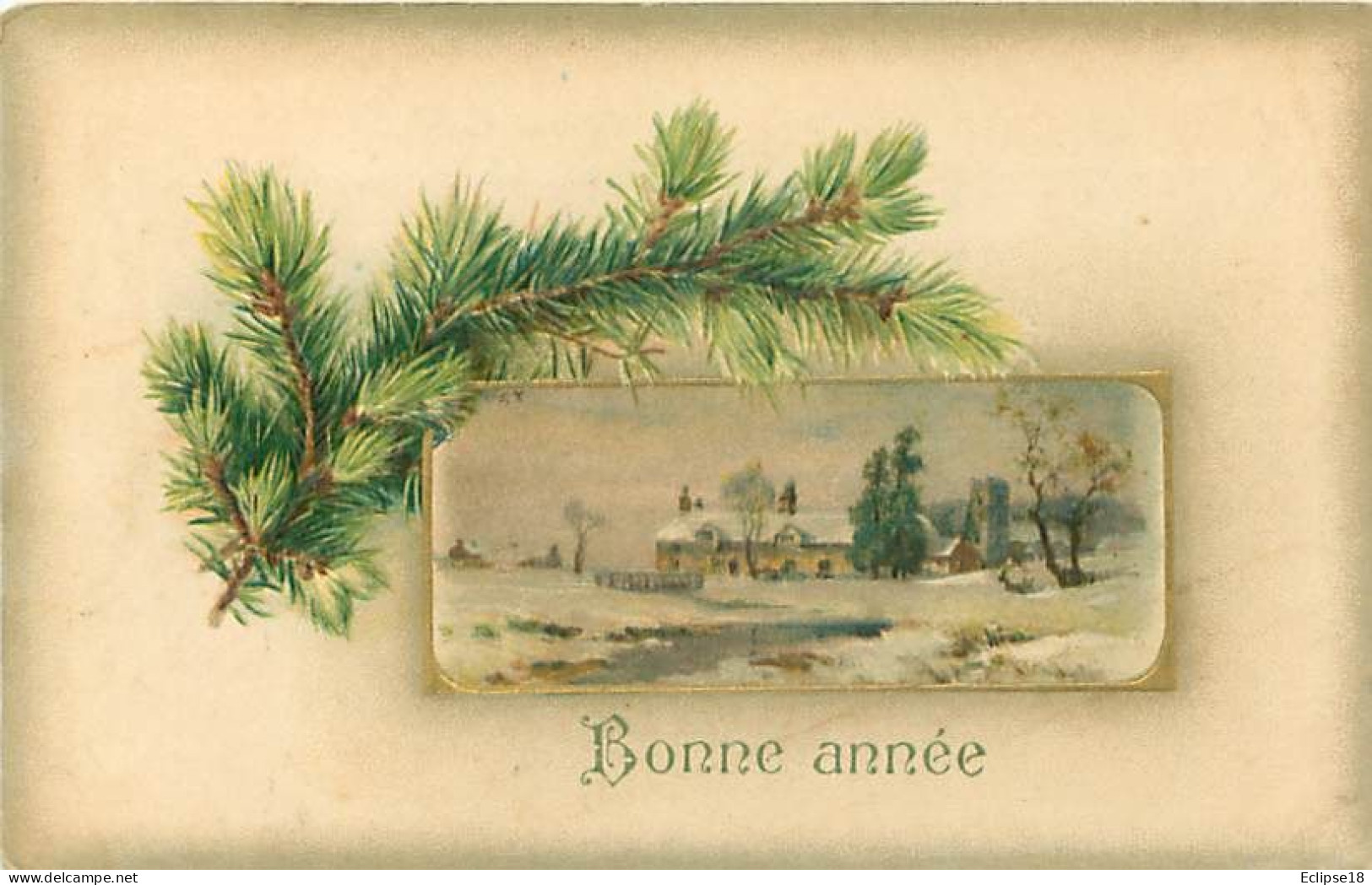 Carte Gaufrée - Bonne Année - Paysage   Fleurs     Q 2571 - Nieuwjaar