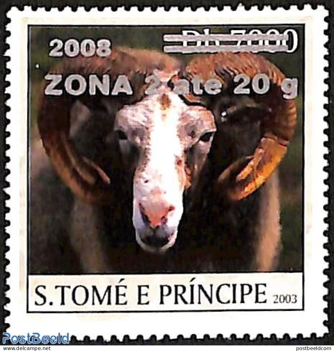 Sao Tome/Principe 2008 Goat, Overprint, Mint NH, Nature - Animals (others & Mixed) - Sao Tome And Principe