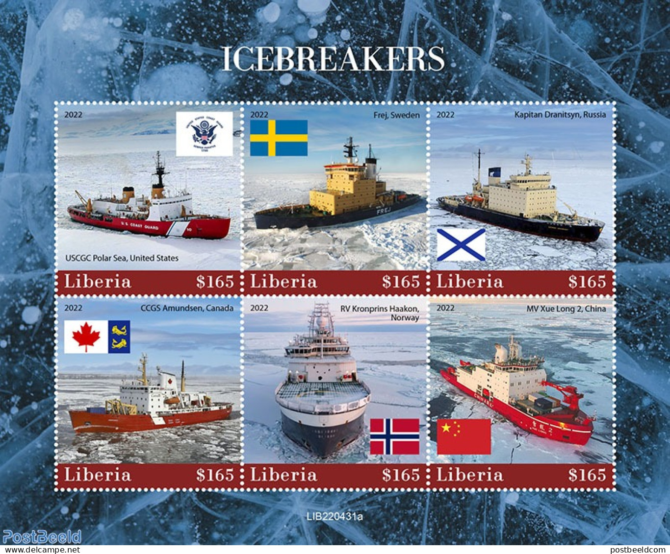 Liberia 2022 Icebreakers , Mint NH, History - Transport - Flags - Ships And Boats - Boten