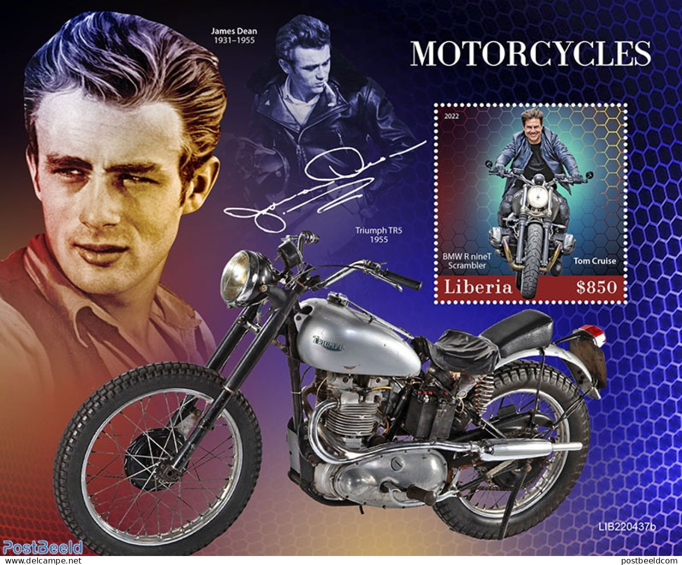 Liberia 2022 Motorcycles, Mint NH, Performance Art - Transport - Movie Stars - Motorcycles - Actors