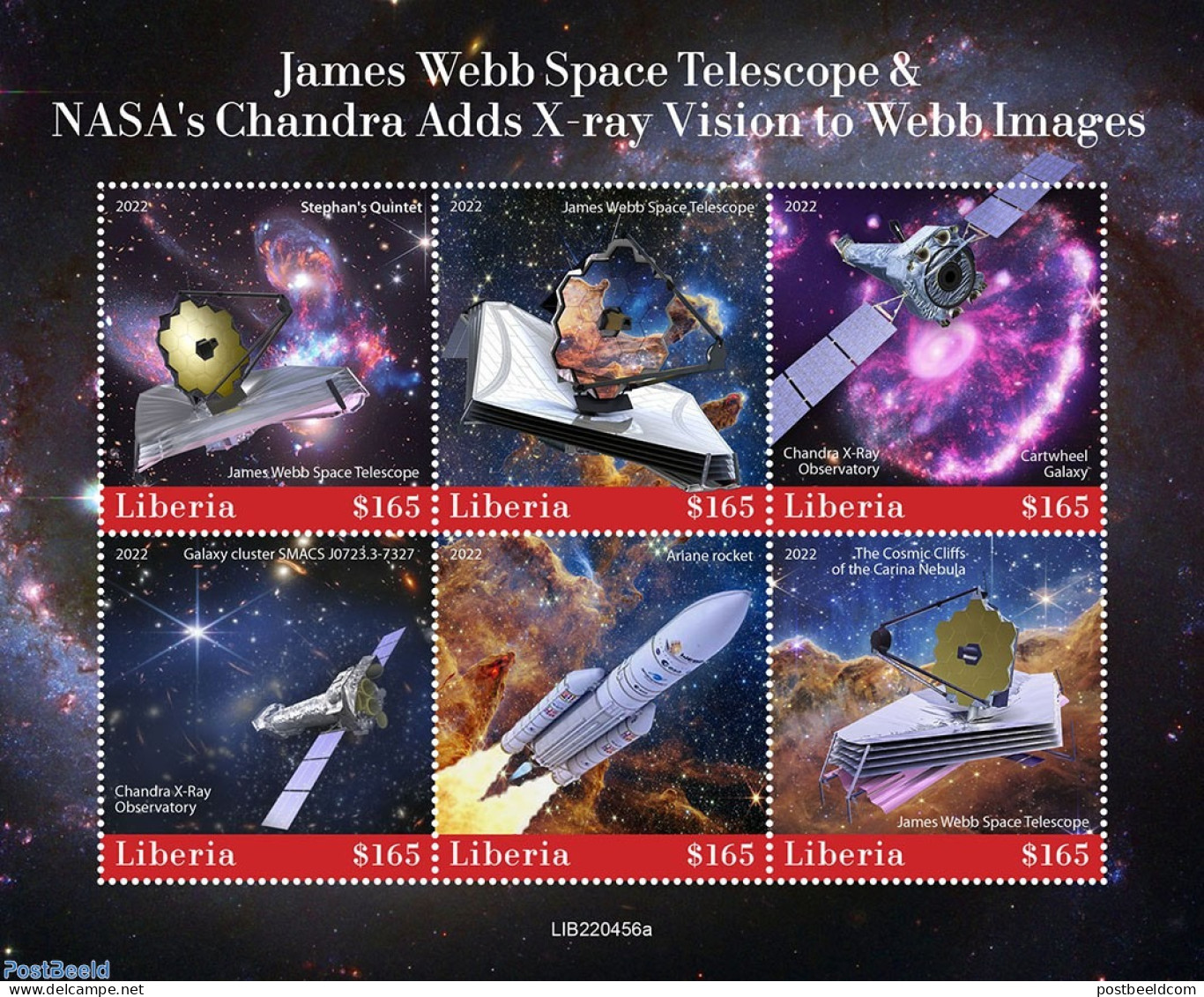 Liberia 2022 James Webb And Chandra Space Telescope, Mint NH, Transport - Space Exploration - Otros & Sin Clasificación