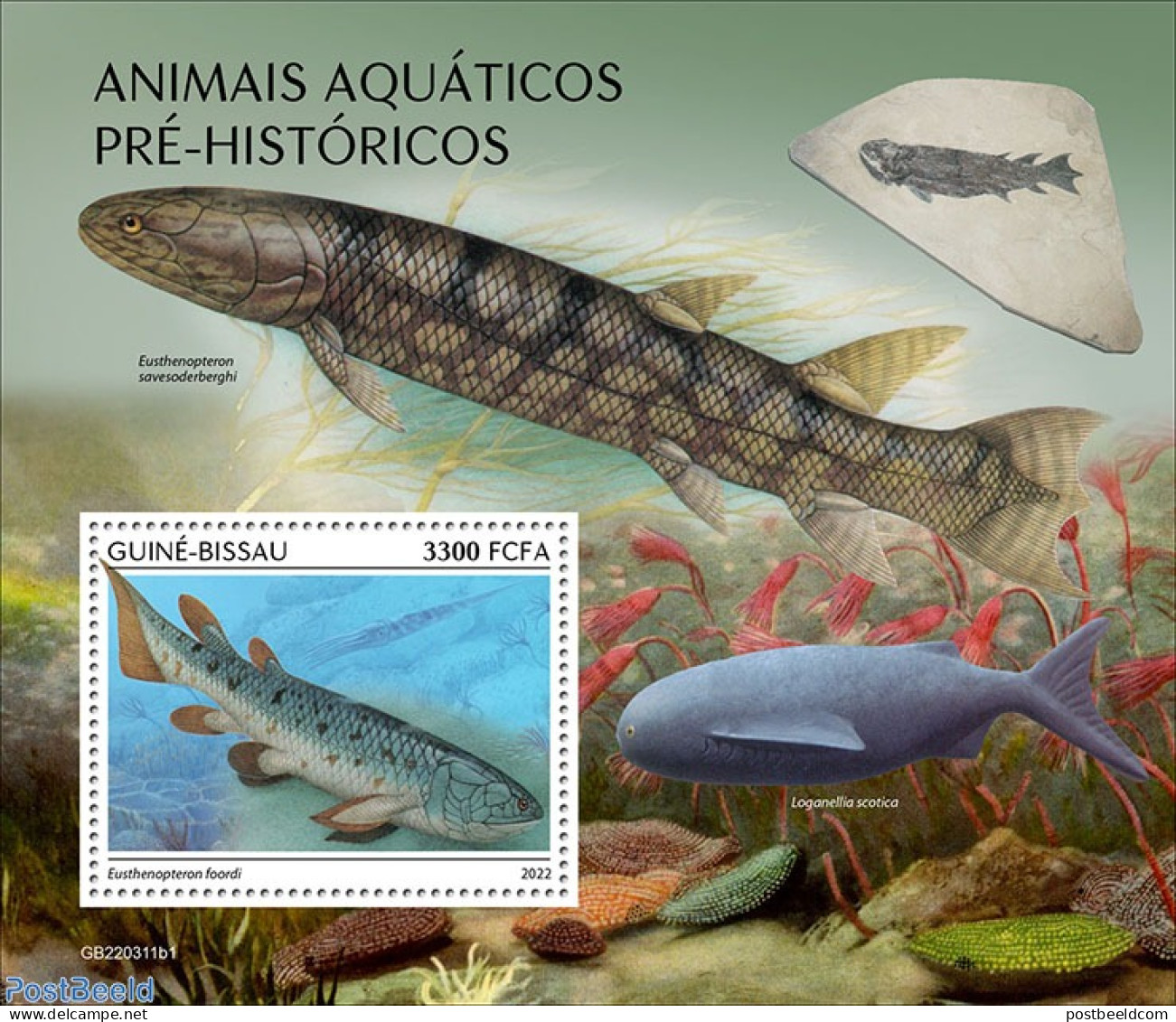 Guinea Bissau 2022 Prehistoric Water Animals, Mint NH, Nature - Fish - Prehistoric Animals - Poissons