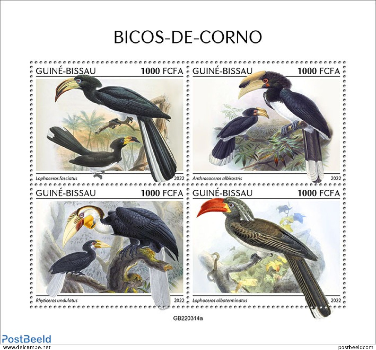 Guinea Bissau 2022 Hornbills, Mint NH, Nature - Birds - Guinée-Bissau