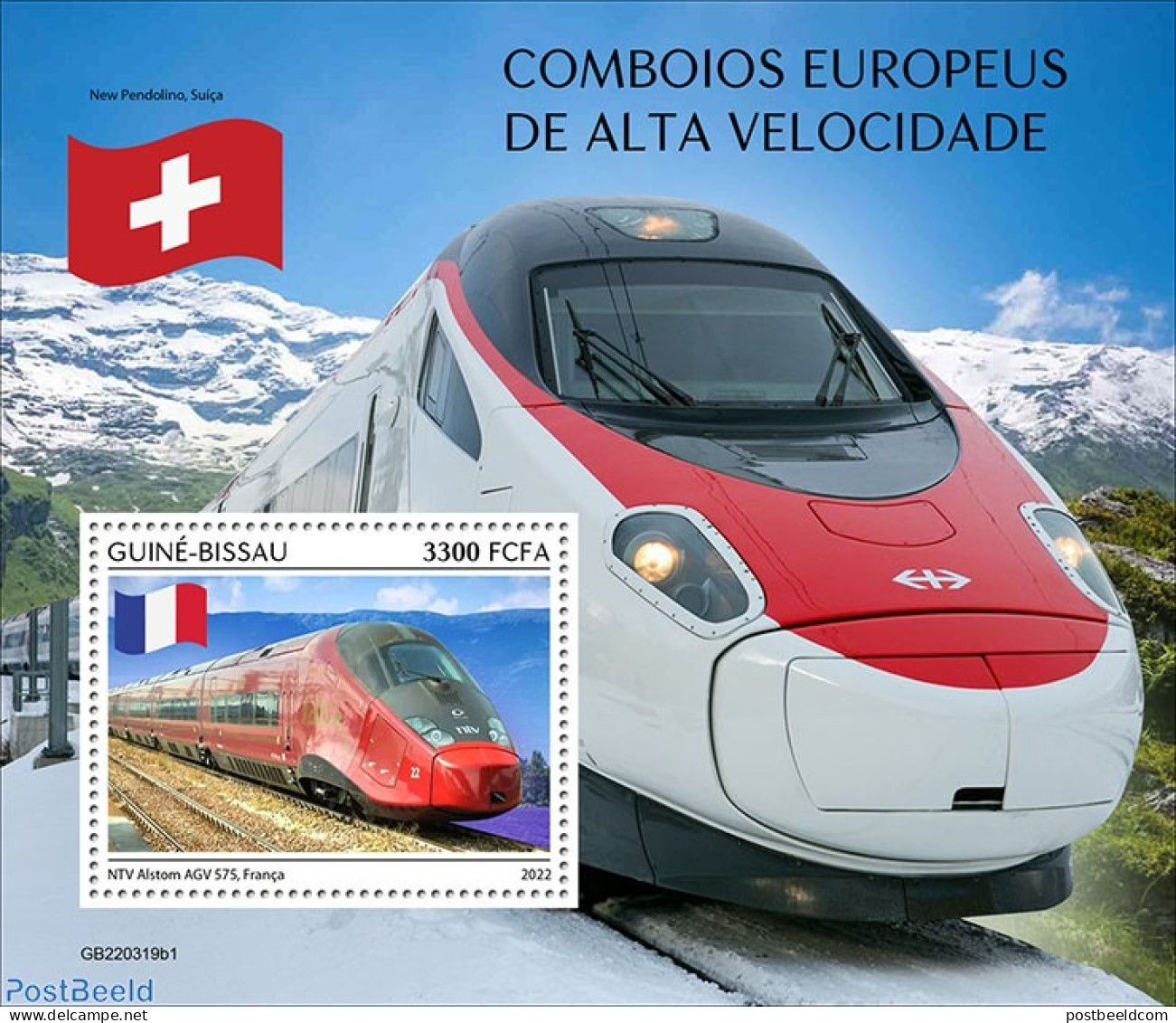 Guinea Bissau 2022 European Speed Trains, Mint NH, History - Sport - Transport - Flags - Mountains & Mountain Climbing.. - Escalade