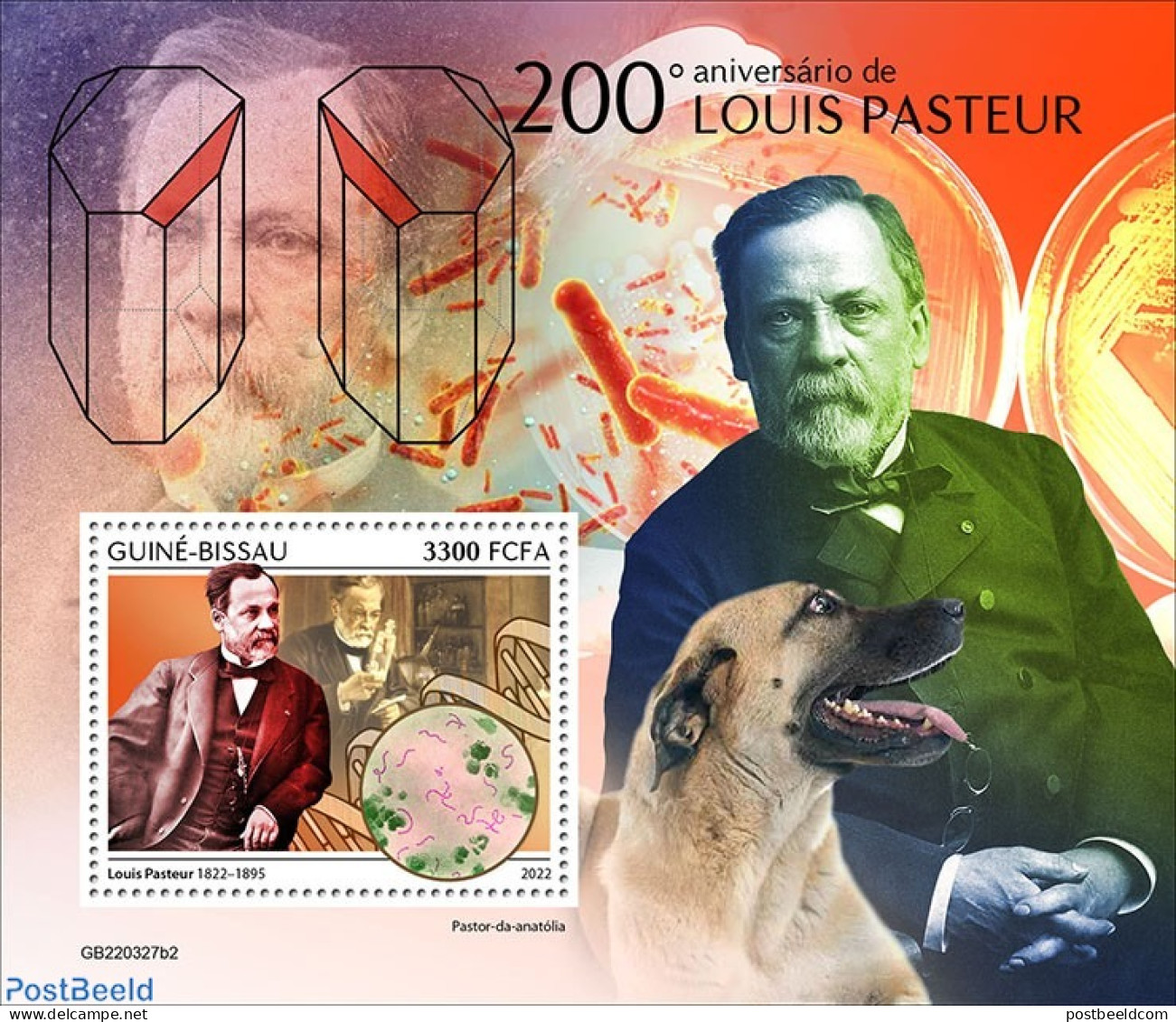Guinea Bissau 2022 200th Anniversary Of Louis Pasteur, Mint NH, Health - Nature - Science - Dogs - Guinea-Bissau
