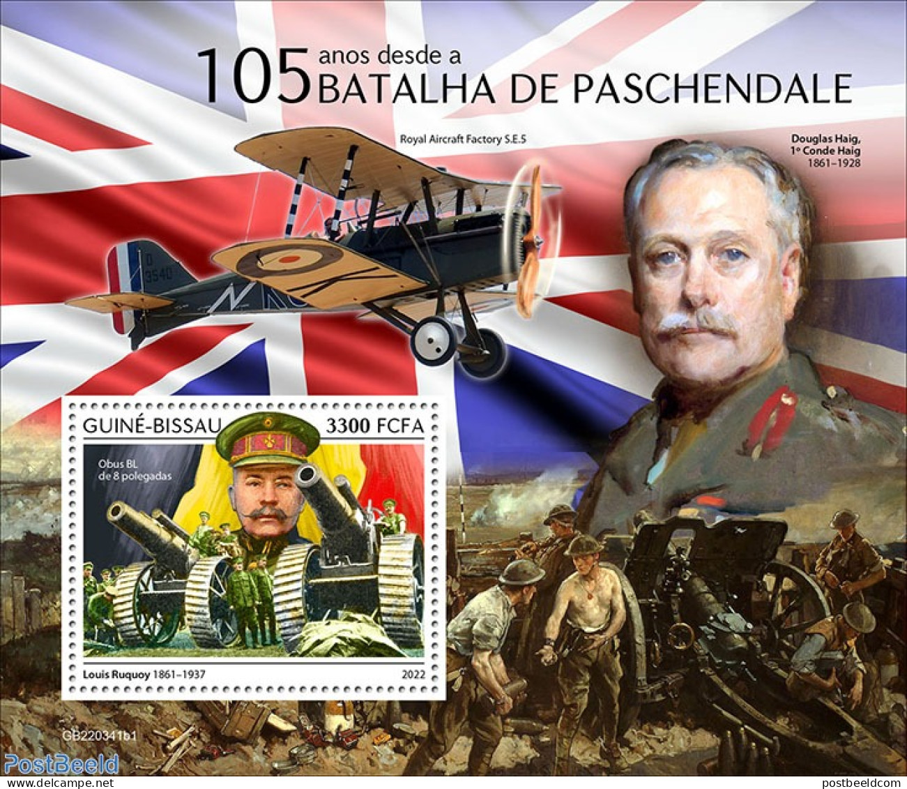 Guinea Bissau 2022 105the Anniversary Of The End Of The Battle Of Passchendaele, Mint NH, History - Transport - Flags .. - Militares