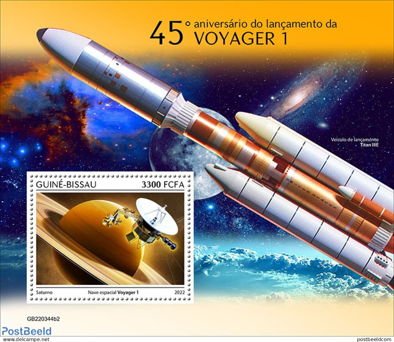 Guinea Bissau 2022 45th Anniversary Of The Launch Of Voyager 1, Mint NH, Transport - Space Exploration - Guinea-Bissau