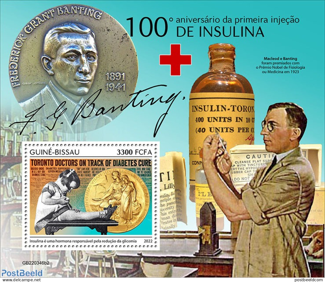 Guinea Bissau 2022 100th Anniversary Of The First Insulin Injection, Mint NH, Health - Science - Guinea-Bissau