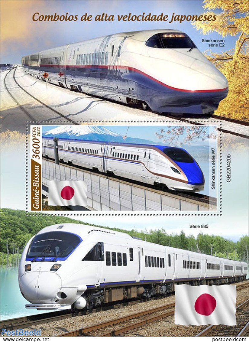 Guinea Bissau 2022 Japanese Speed Trains, Mint NH, Transport - Railways - Treinen