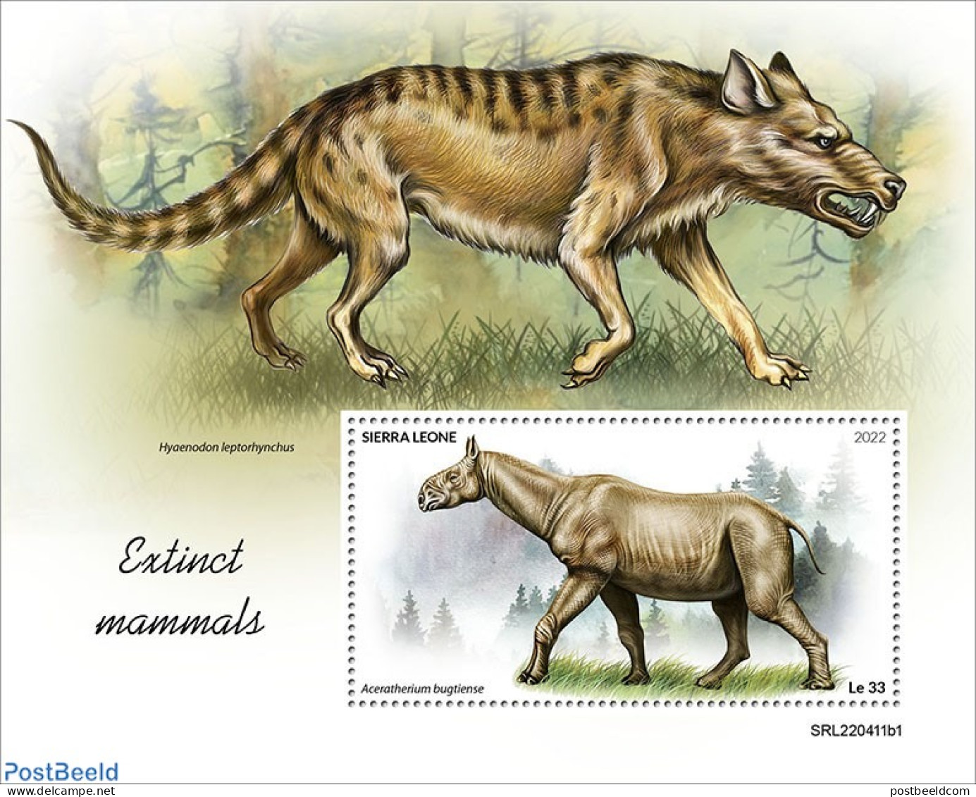 Sierra Leone 2022 Extinct Mammals, Mint NH, Nature - Animals (others & Mixed) - Altri & Non Classificati