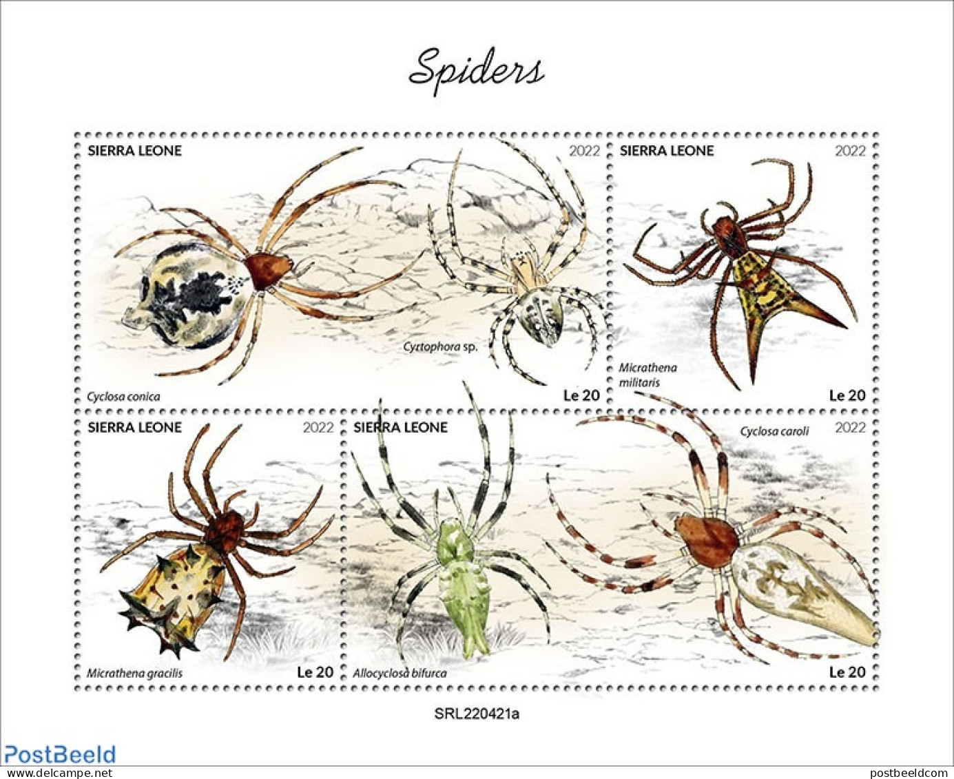 Sierra Leone 2022 Spiders, Mint NH, Nature - Insects - Andere & Zonder Classificatie