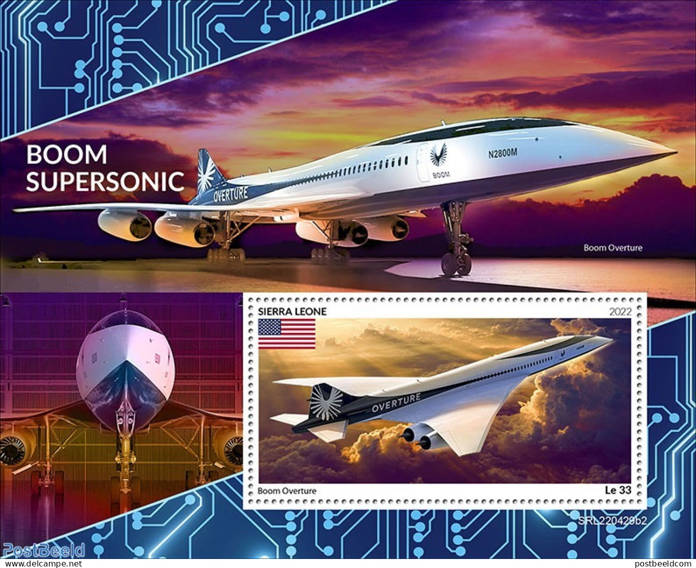 Sierra Leone 2022 Boom Supersonic, Mint NH, Transport - Aircraft & Aviation - Vliegtuigen