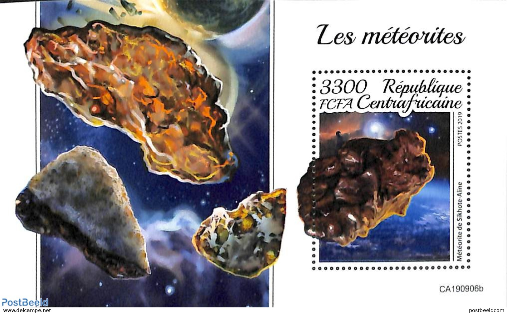 Central Africa 2019 Meteorites S/s, Mint NH, History - Geology - República Centroafricana