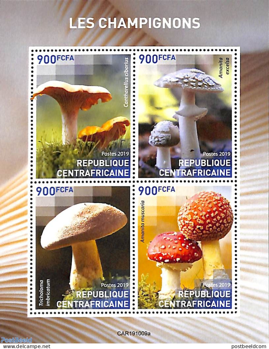 Central Africa 2019 Mushrooms 4v M/s, Mint NH, Nature - Mushrooms - Mushrooms