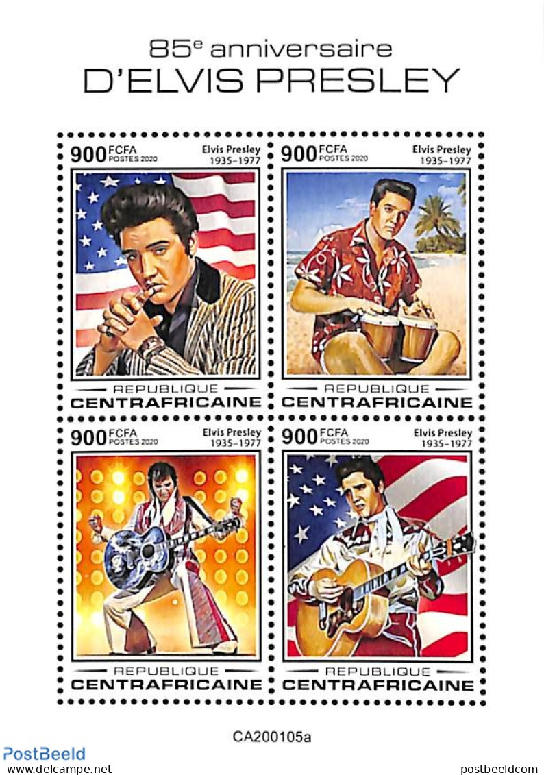 Central Africa 2020 Elvis Presley 4v M/s, Mint NH, Performance Art - Elvis Presley - Music - Elvis Presley