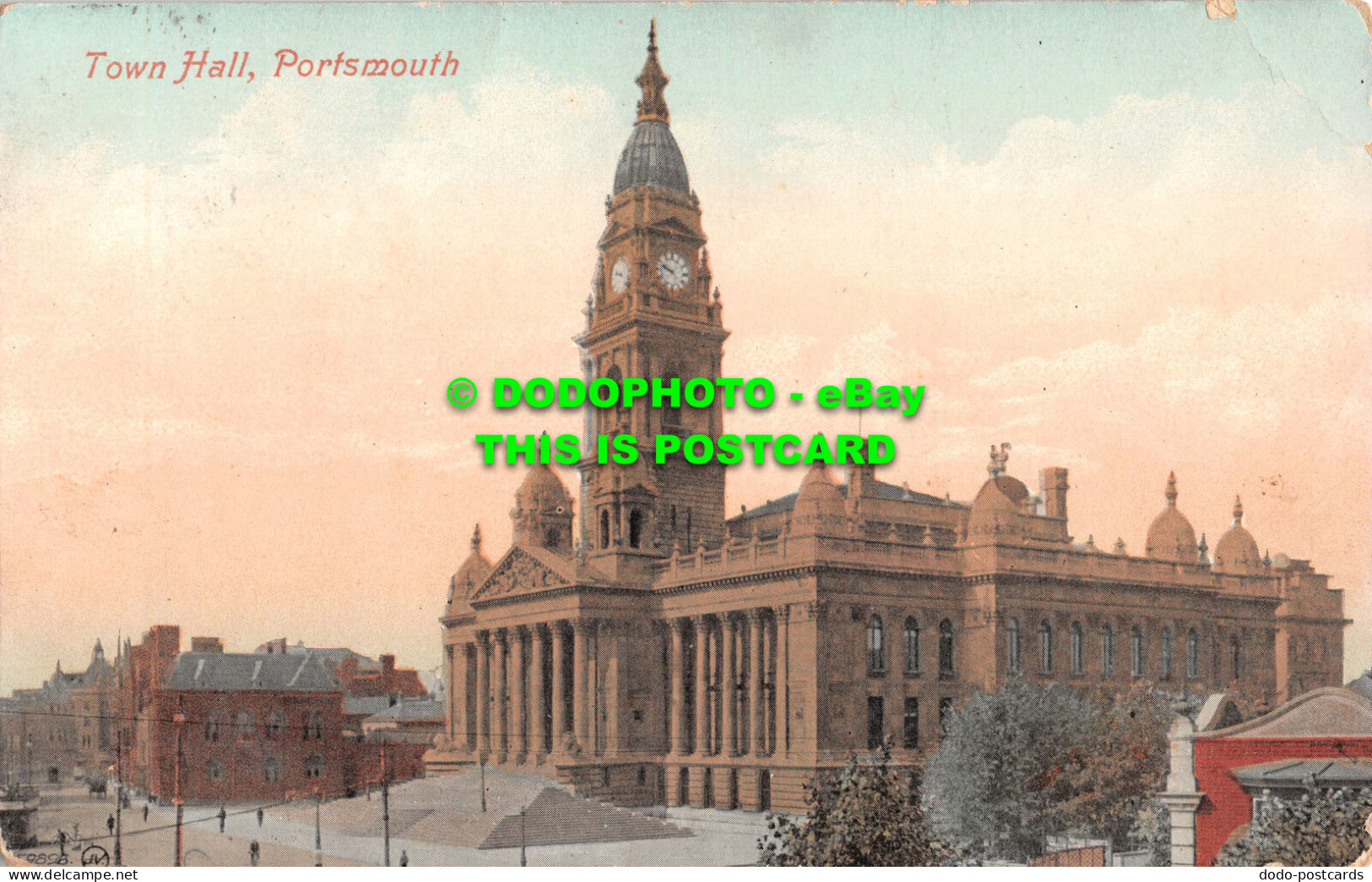 R535082 Town Hall. Portsmouth. Valentines Series. 1909 - Monde