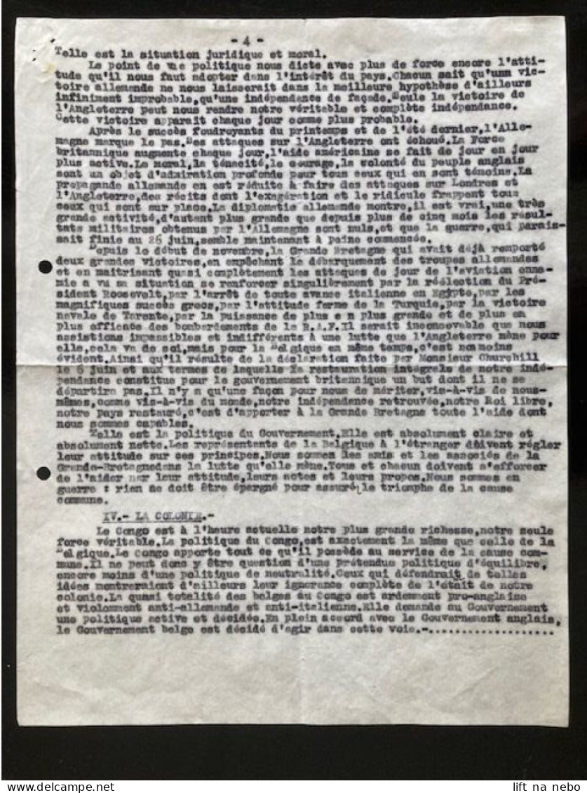 Tract Presse Clandestine Résistance Belge WWII WW2 'Exposé De Monsieur Spaak' 5 Pages - Documents