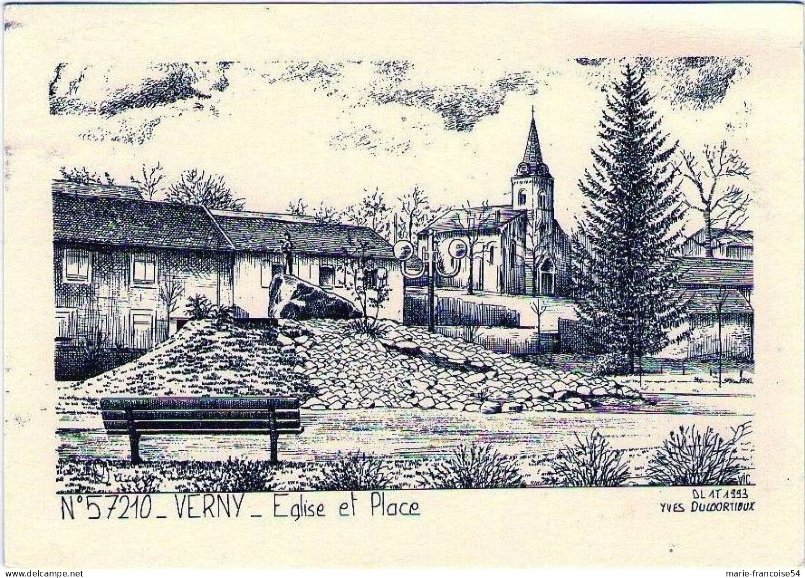 VERNY - Place Et église - Illustration Ducourtioux - Otros & Sin Clasificación