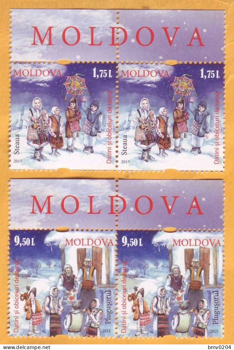 2015 Moldova Moldavie Moldau Winter Customs And Traditions. Christmas. New Year 2x2v Mint - Weihnachten