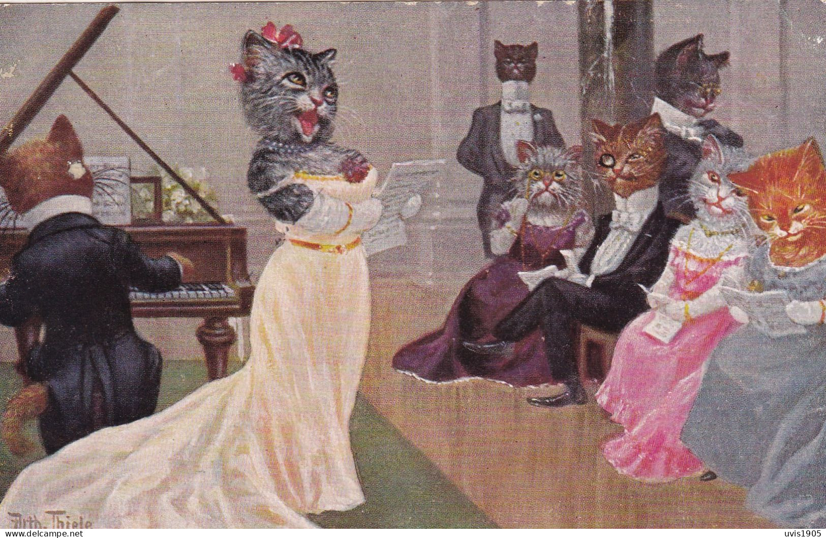 Arthur Thiele.Cat Singing.TSN Nr.1852(6 Dess) - Thiele, Arthur