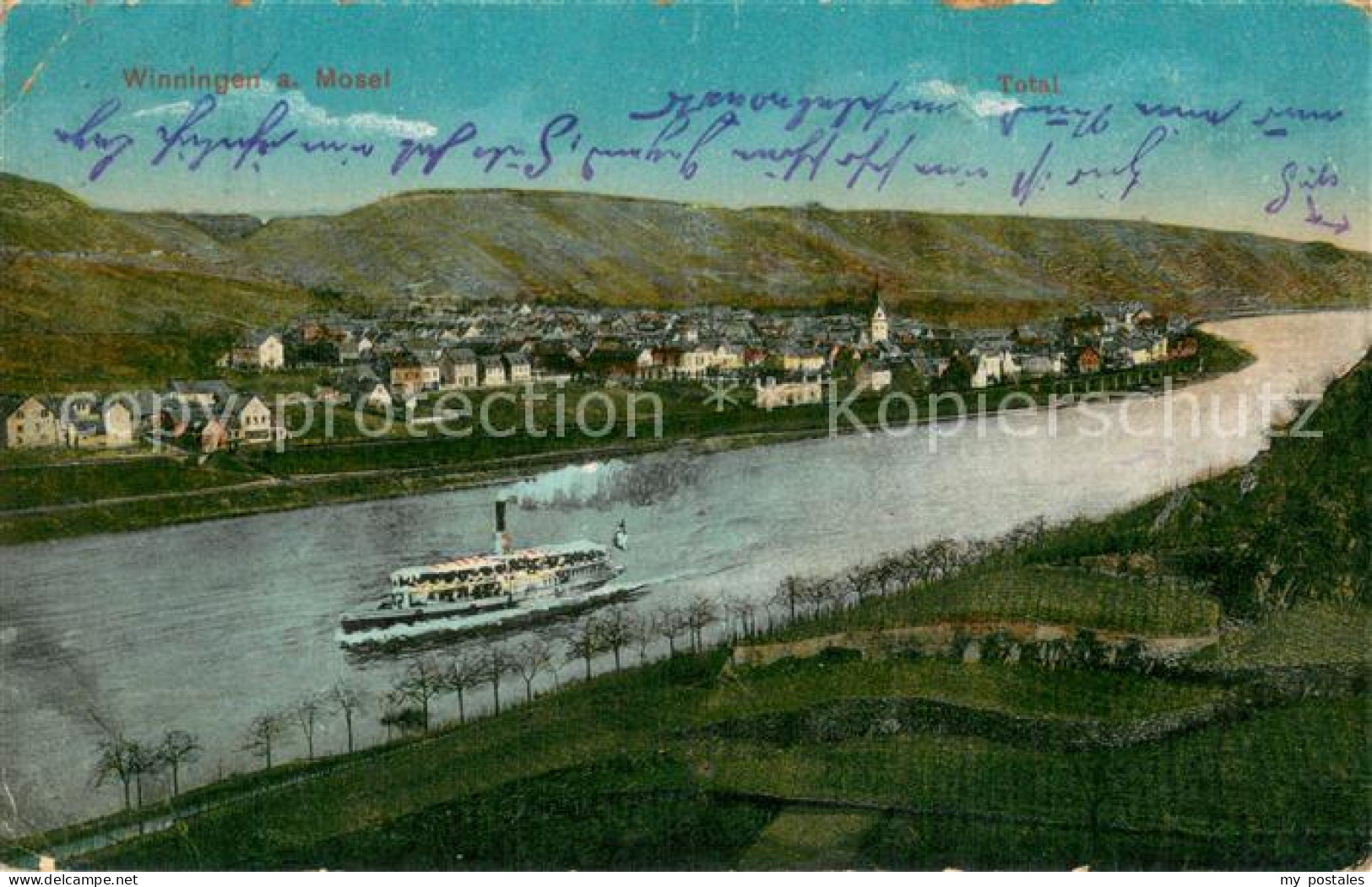 73779472 Winningen Mosel Panorama Blick Ueber Die Mosel Dampfer Feldpost Winning - Andere & Zonder Classificatie