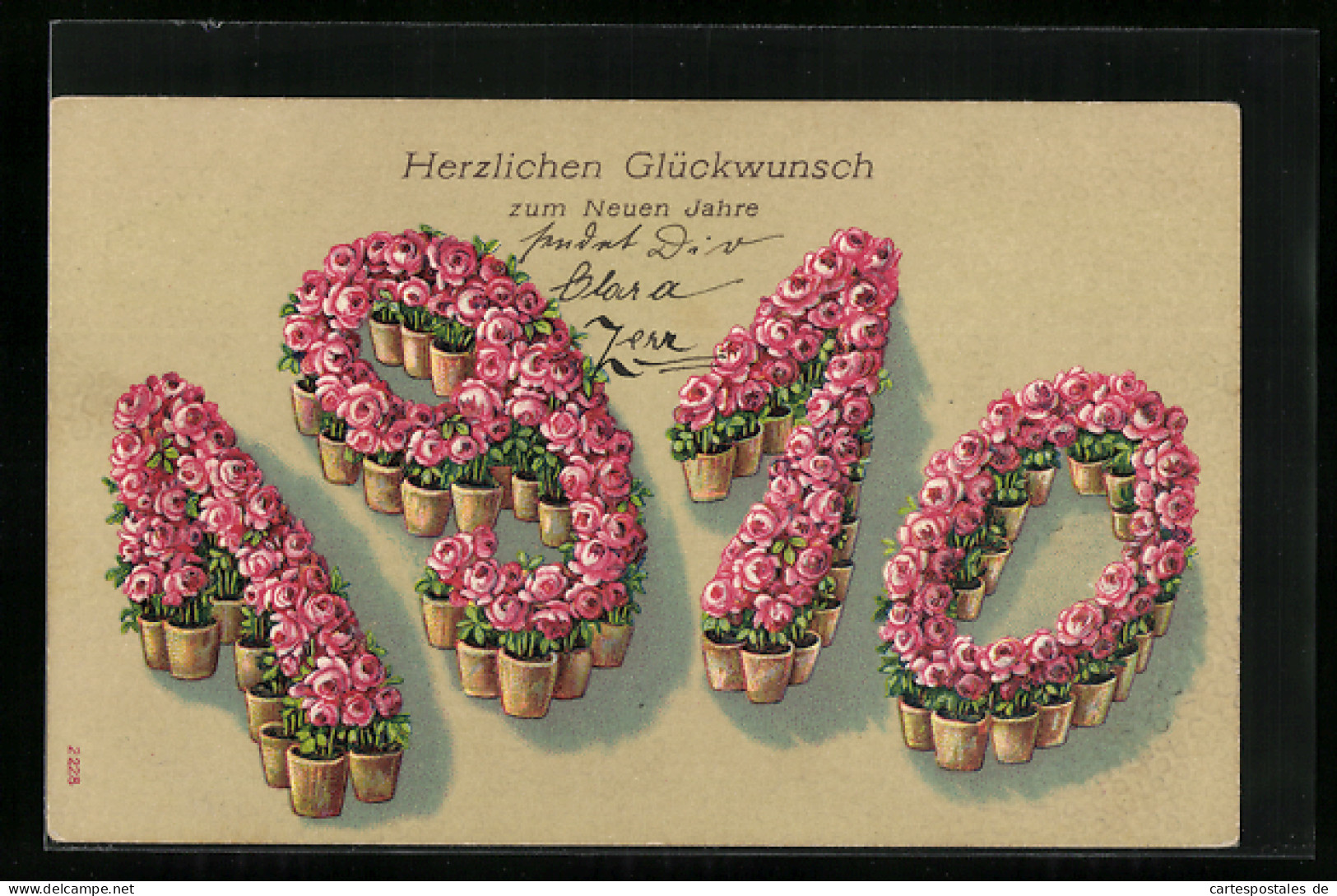 Künstler-AK Prosit Neujahr 1910 Mit Blumen-Dekor  - Other & Unclassified