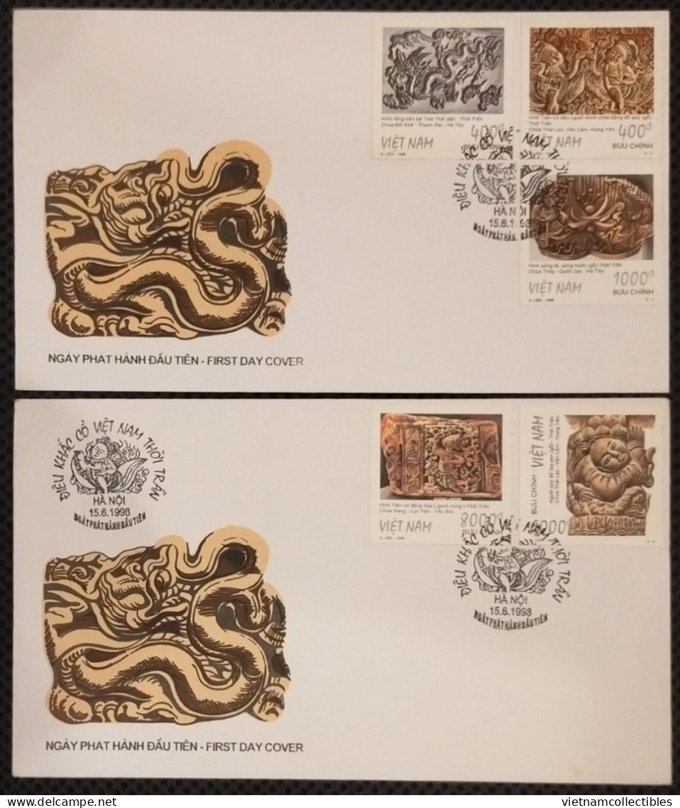 FDC Vietnam Viet Nam With Impeerf Stamps 1999 : Ancient Sculpture Of Ly Dynasty / Dragon / Horse / Playing Chess (Ms809) - Viêt-Nam