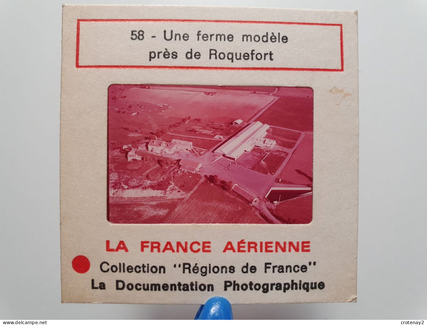 Photo Diapo Diapositive Slide France Aérienne N°58 AGRICULTURE FERME MODELE à Situer Vers ROQUEFORT VOIR ZOOM - Diapositive