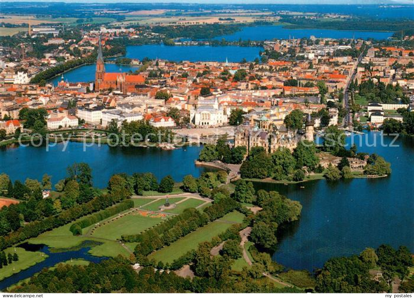 73779157 Schwerin  Mecklenburg Fliegeraufnahme Mit Schlosspark Kreuzkanal Schlos - Schwerin