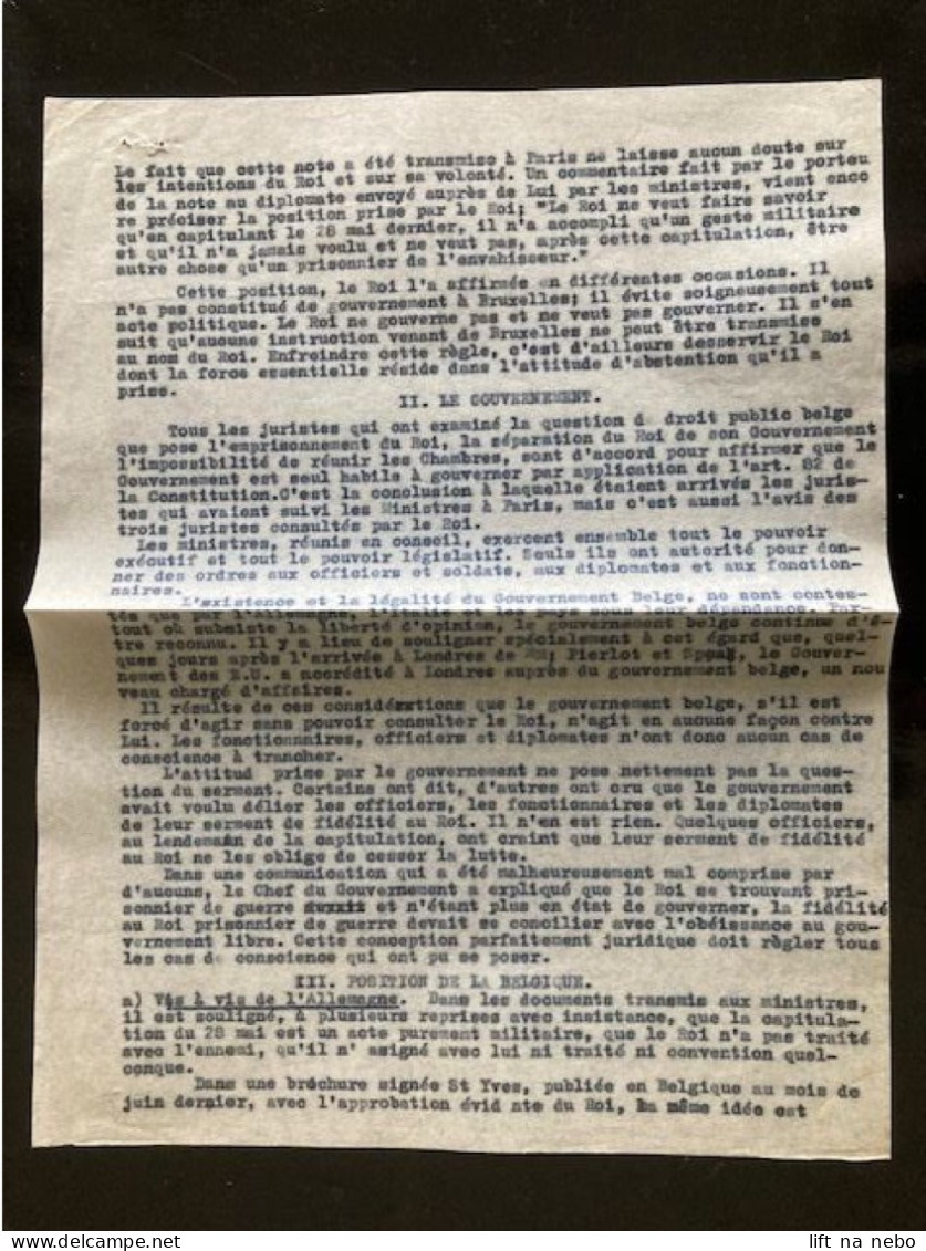 Tract Presse Clandestine Résistance Belge WWII WW2 'Note De Monsieur Spaak Aux Agents Consulaires Belges' 4 Pages - Documents