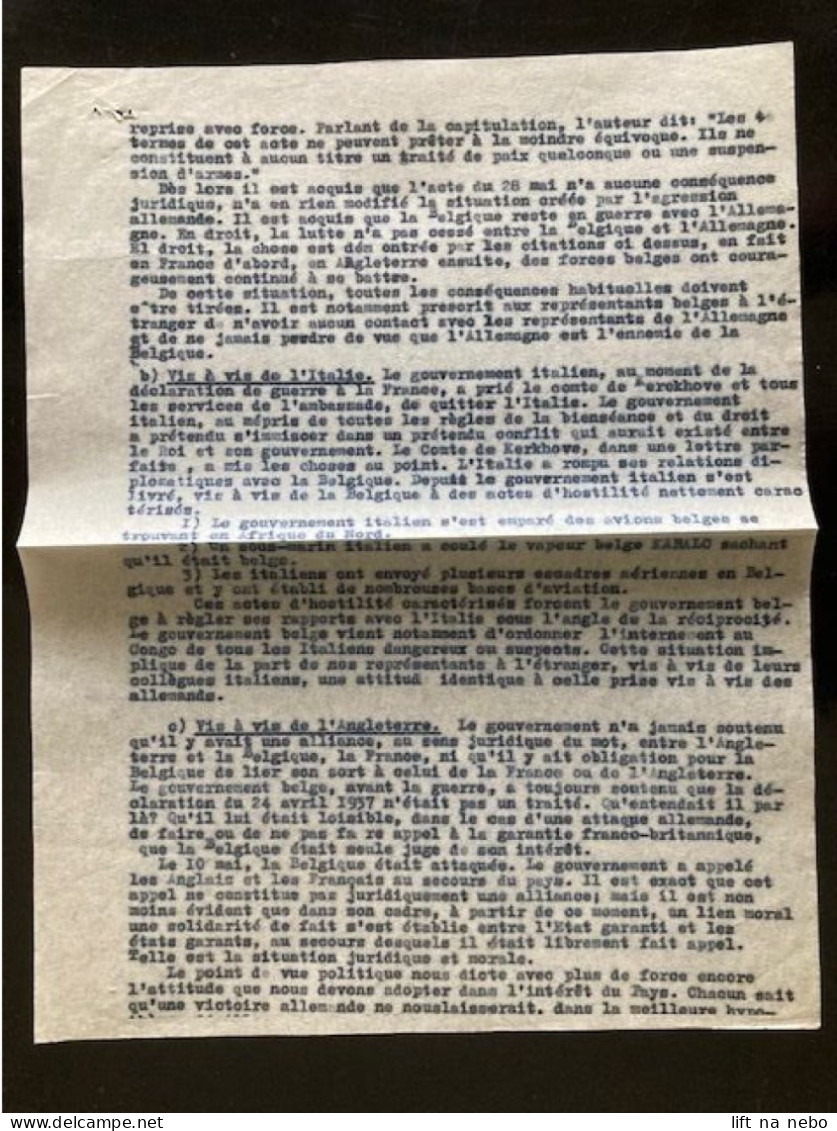 Tract Presse Clandestine Résistance Belge WWII WW2 'Note De Monsieur Spaak Aux Agents Consulaires Belges' 4 Pages - Documents