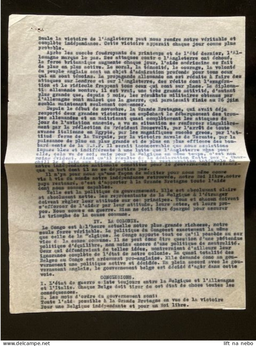 Tract Presse Clandestine Résistance Belge WWII WW2 'Note De Monsieur Spaak Aux Agents Consulaires Belges' 4 Pages - Documents