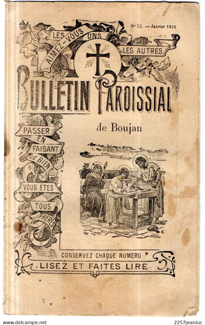 Bulletin  Paroissial De Boujan Sur Libron  De Janvier  1904.n 33 De 16 Pages - Documents Historiques