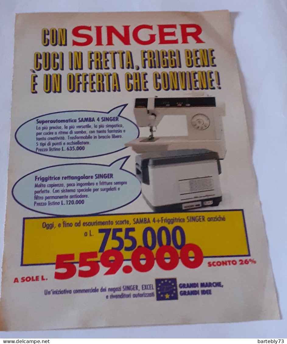 Pubblicità Singer Cuci In Fretta, Friggi Bene (1989) - Publicités