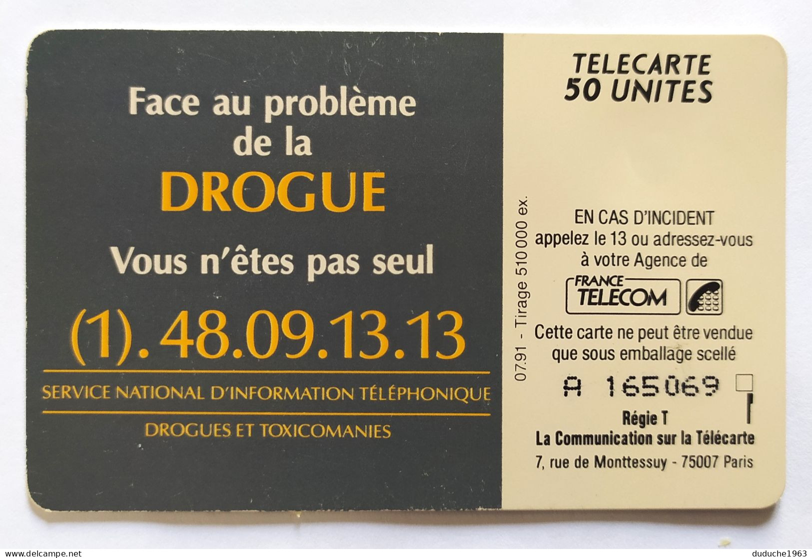 Télécarte France - Drogue - Sin Clasificación