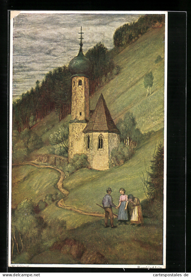 Künstler-AK Matthäus Schiestl: Blick Auf Die Berkirche  - Schiestl, Matthaeus